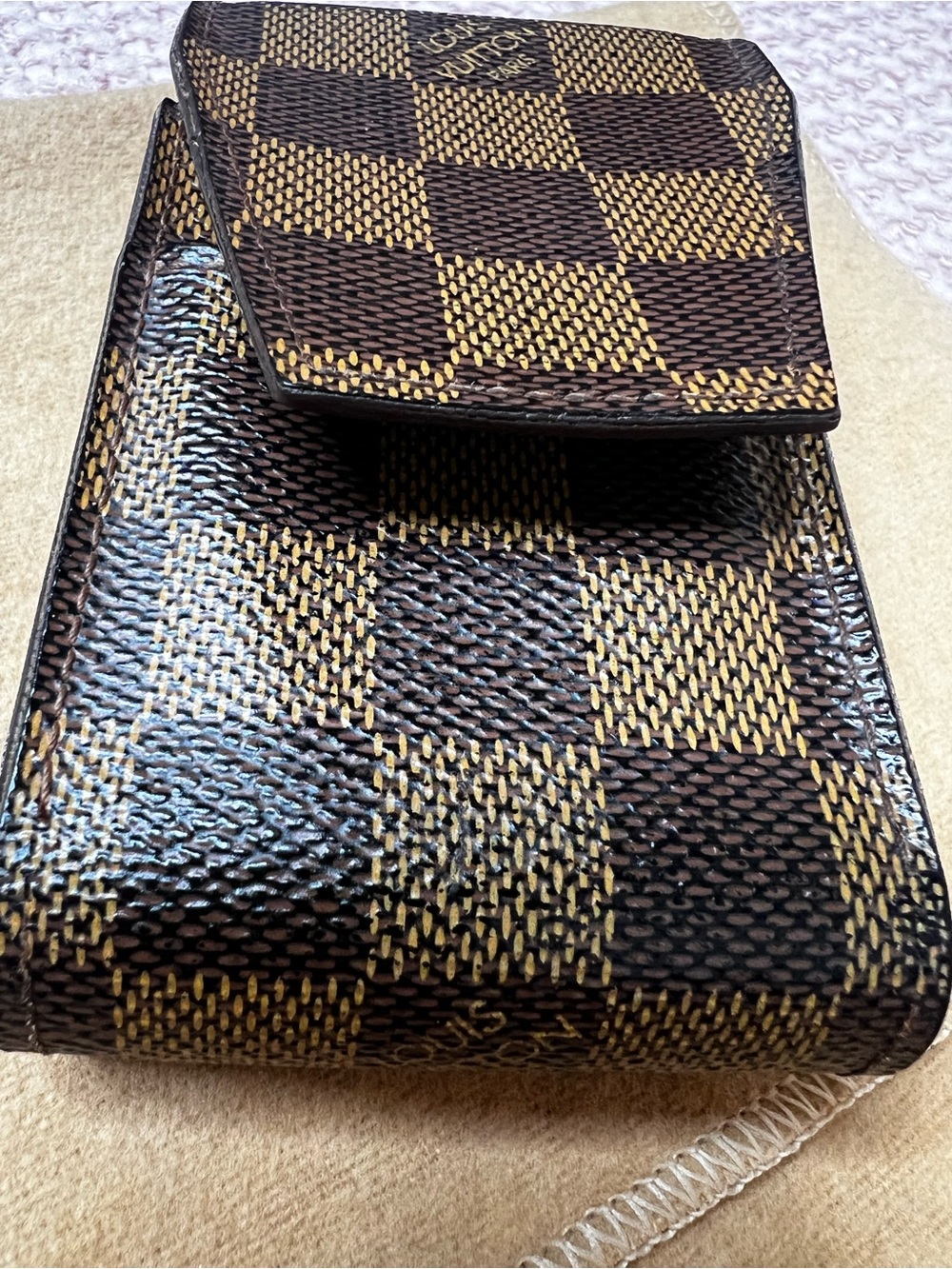Louis Vuitton Canvas Damier Ebene Cigarette Case with Dustbag